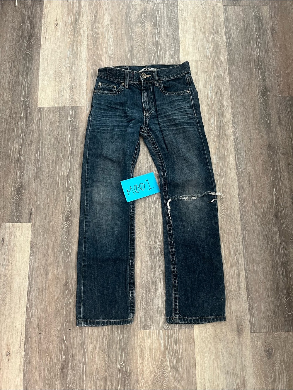 Request Jeans Girls 12 Y2K Dark Wash Distressed Straight Leg Embroidered Denim